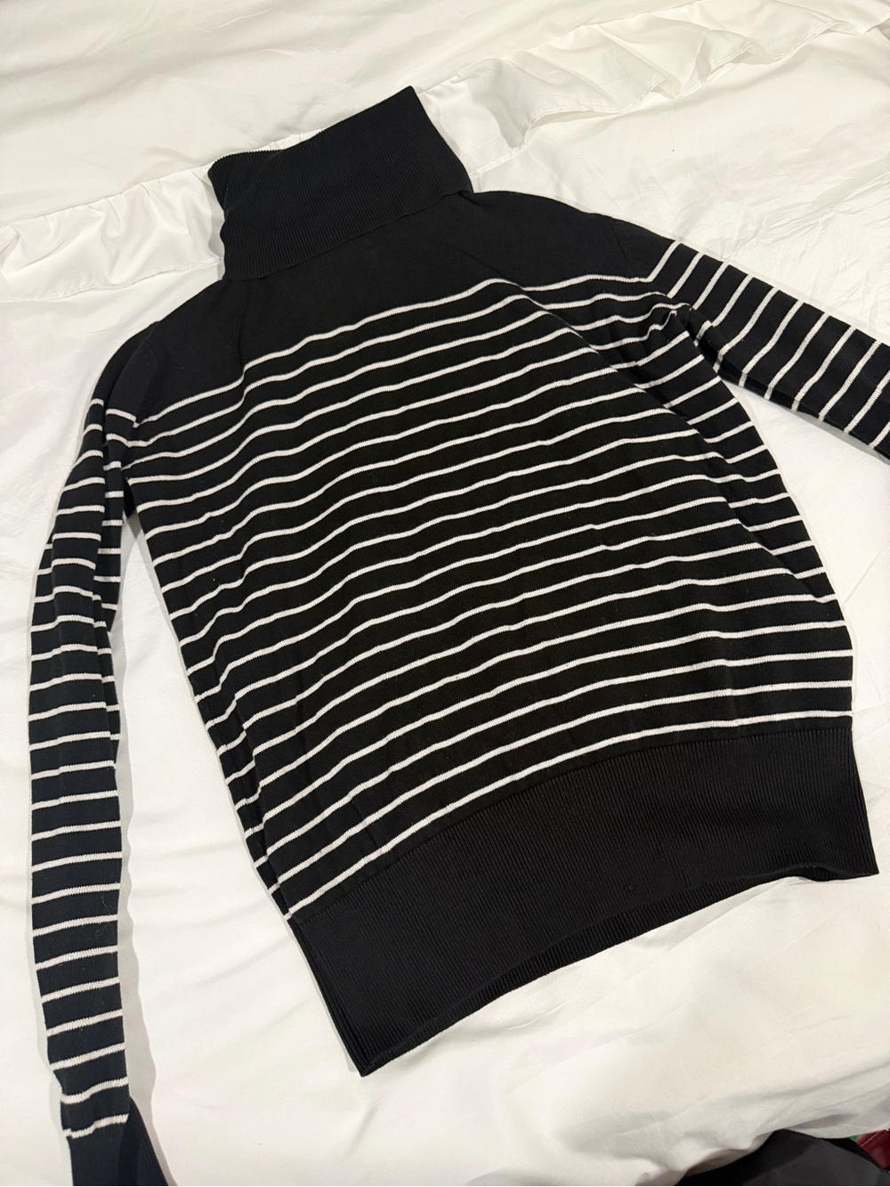 H&M Black and White Striped Cowl Neck Sweater